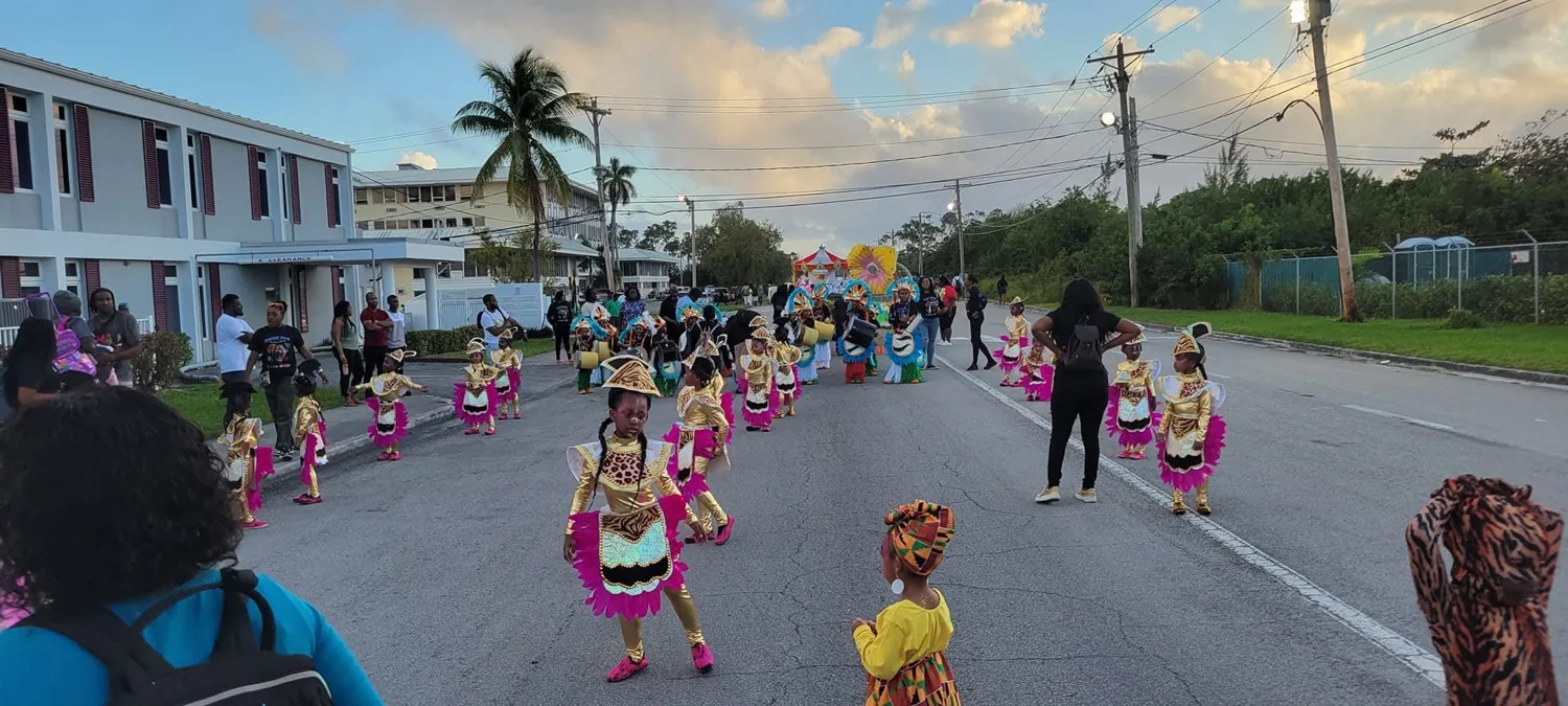 Children taking part in a colourful Junkanoo cultural parade